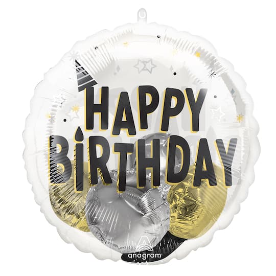 20" Black, Silver and Gold Birthday Party Insider Balloon By Anagram | Michaels